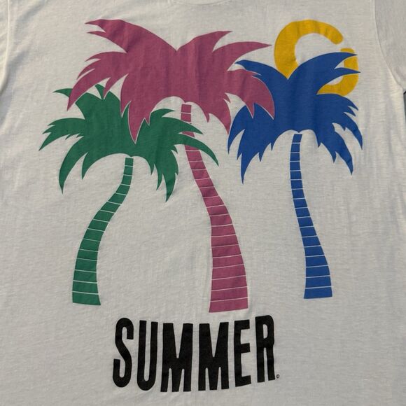 Vintage 90s Turtle Bay Summer Palm Trees T-Shirt Single Stitch Size L USA Made - Picture 4 of 5